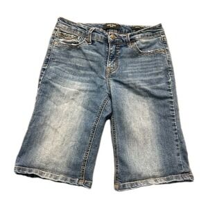Nine West Jeans Bermuda Short Women 4 Blue Denim Stretch Mid Rise Casual Classic